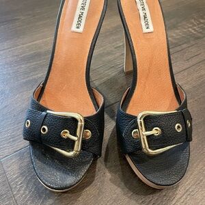 Steve Madden Black Heels with Gold Accent